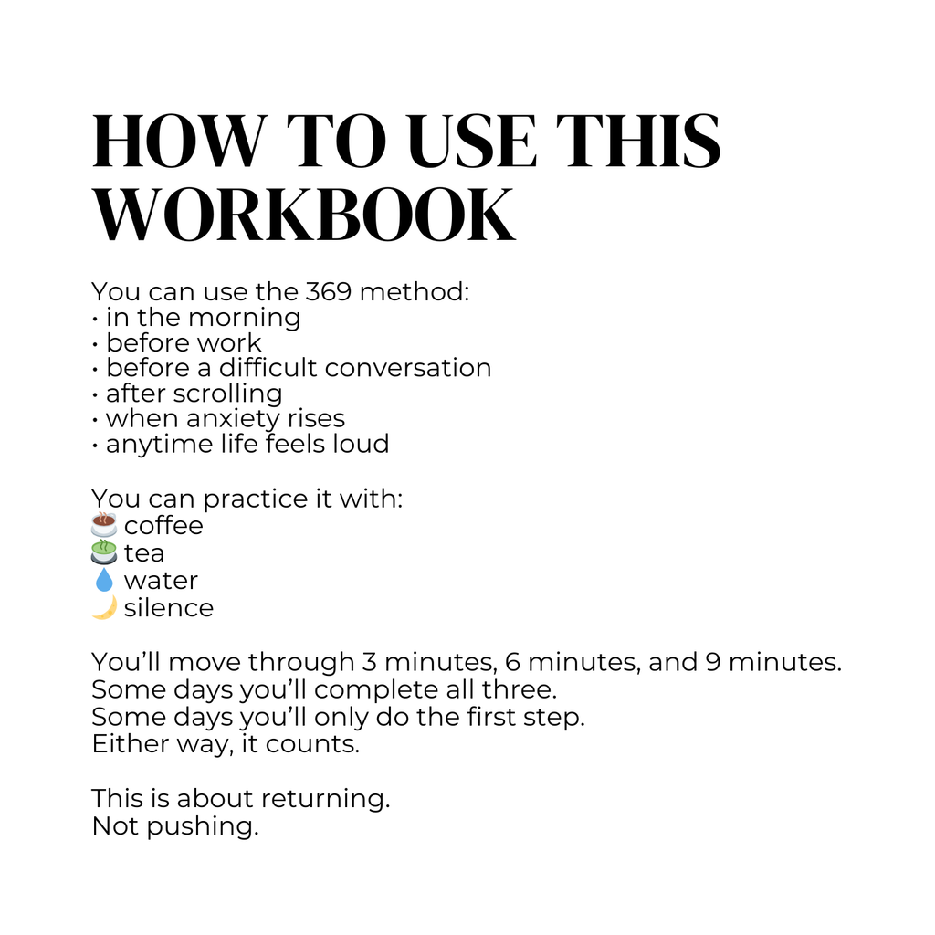 Preview page from The 369 Method for Peace + Presence digital ritual guide.