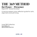 The 369 Method for Peace + Presence digital PDF ritual guide cover, Level 369 Collective.