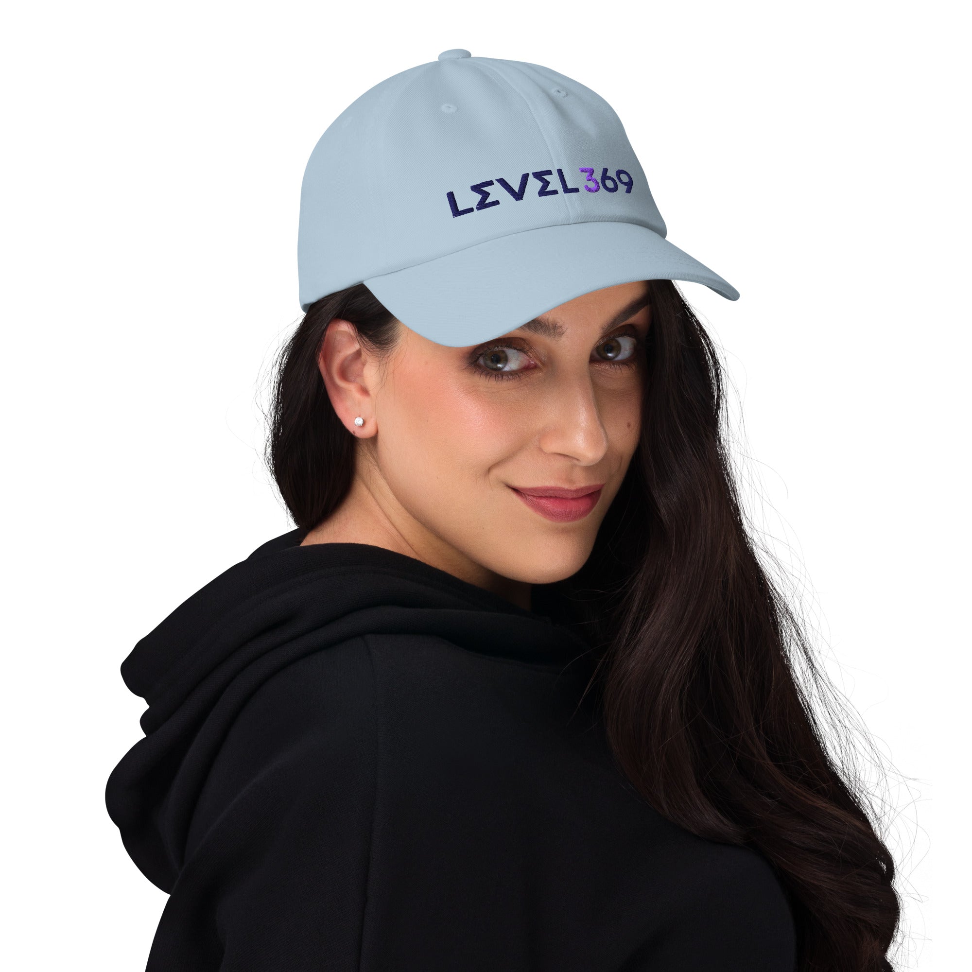 Light blue dad hat featuring the logo 'Level 369.'