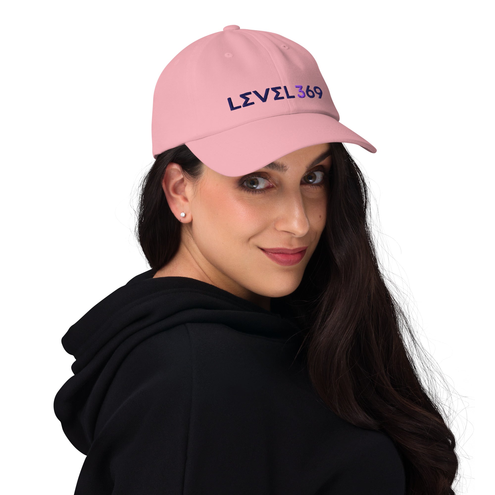 Pink dad hat featuring the logo 'Level 369.'