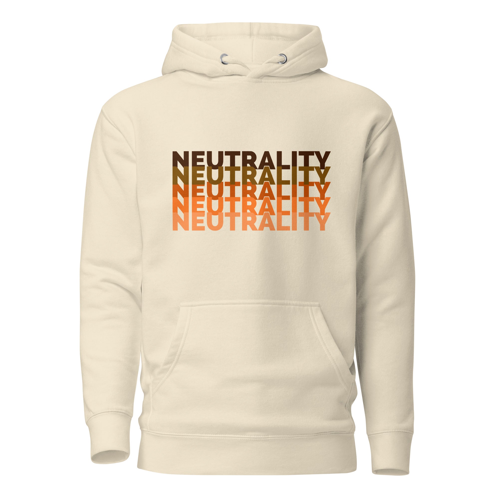 Off-white unisex hoodie featuring the word 'Neutrality.'
