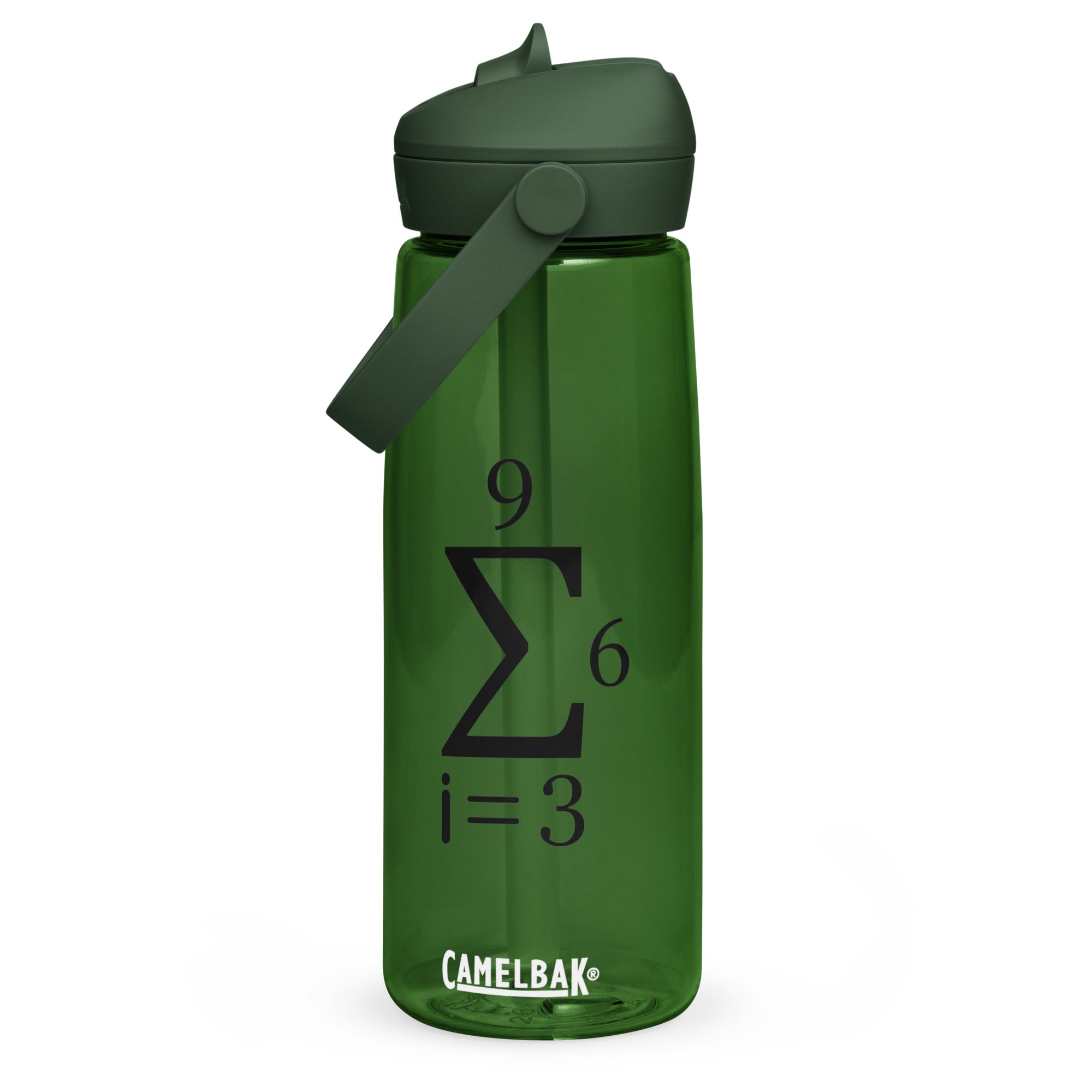 Flip straw water bottle featuring the 369 summation design.
