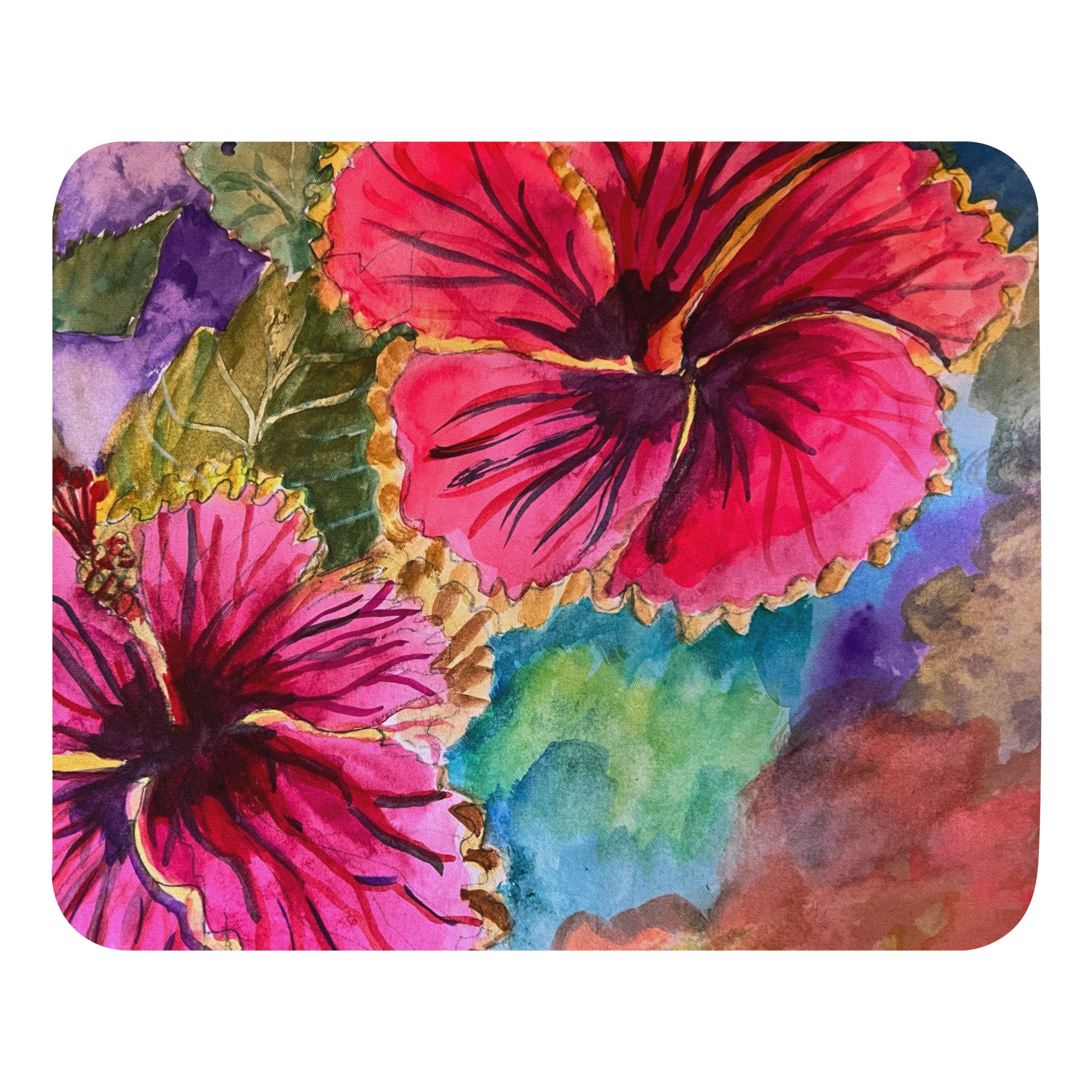 Vibrant floral mouse pad featuring colorful botanical artwork.