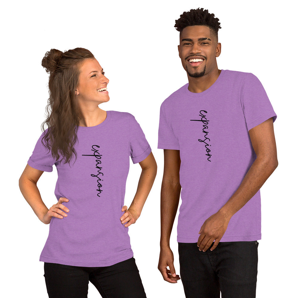 Purple unisex t-shirt featuring the word 'Expansion.'
