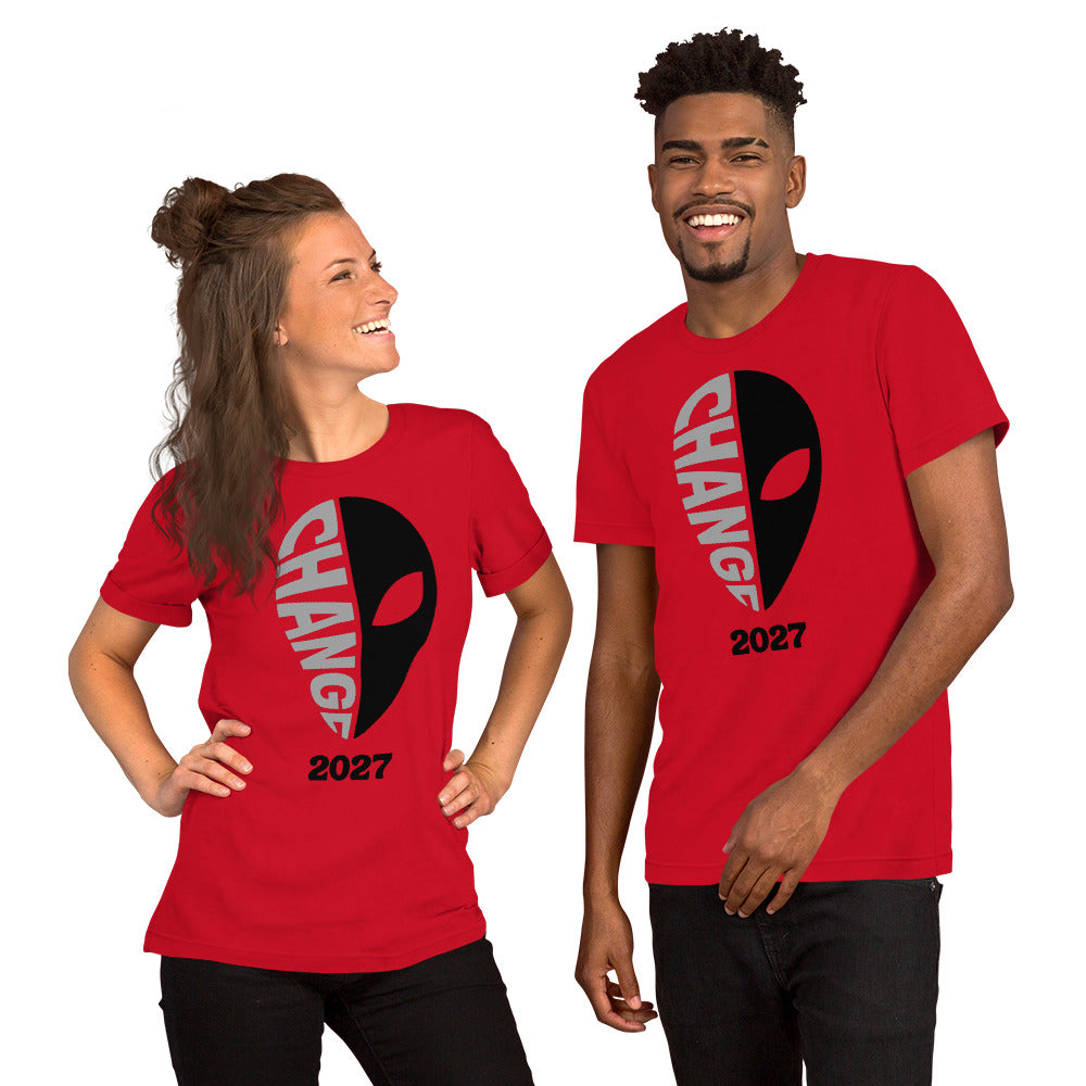 Unisex t-shirt featuring the “Change 2027” design.