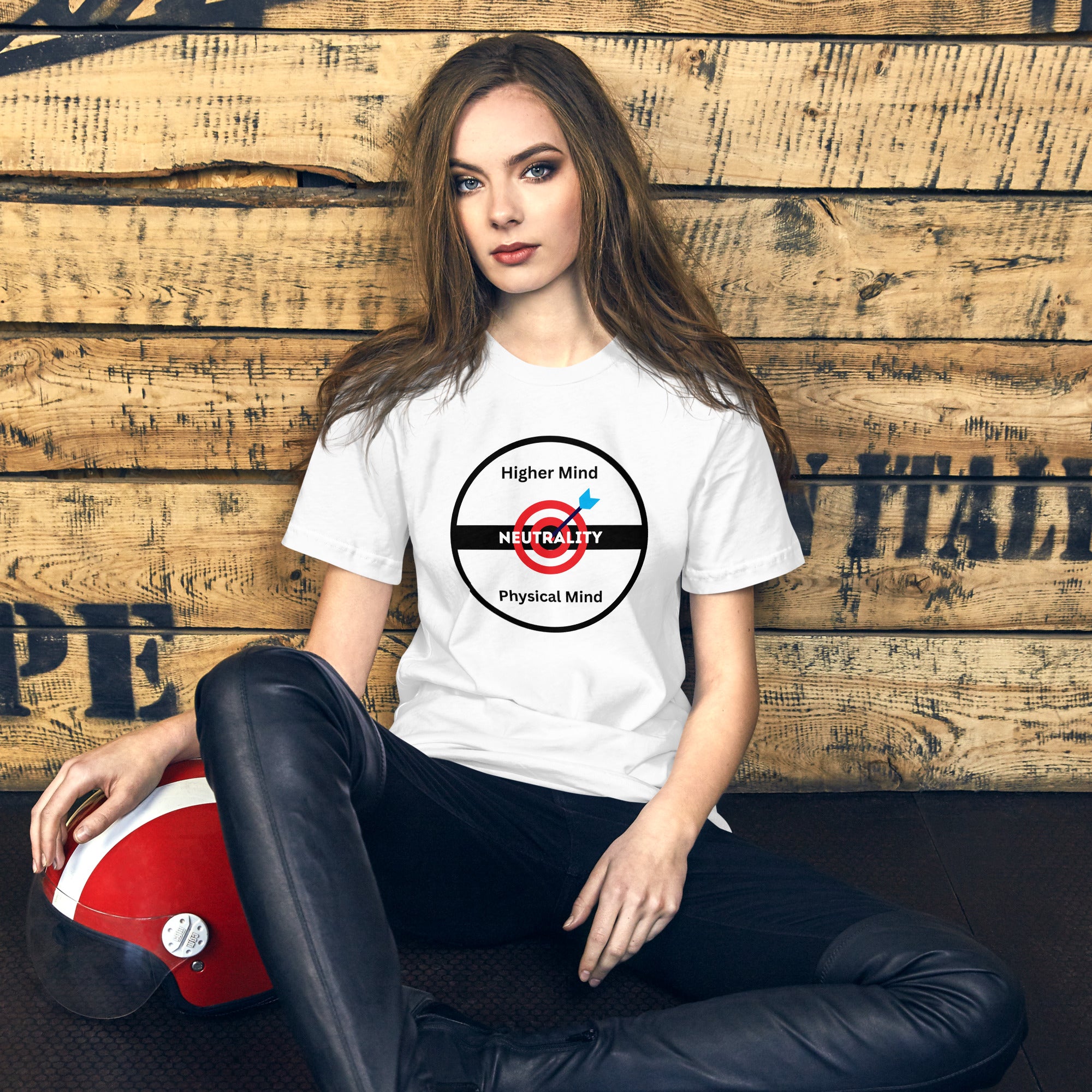 Unisex t-shirt featuring a neutrality target design representing balance between the higher mind and physical mind.