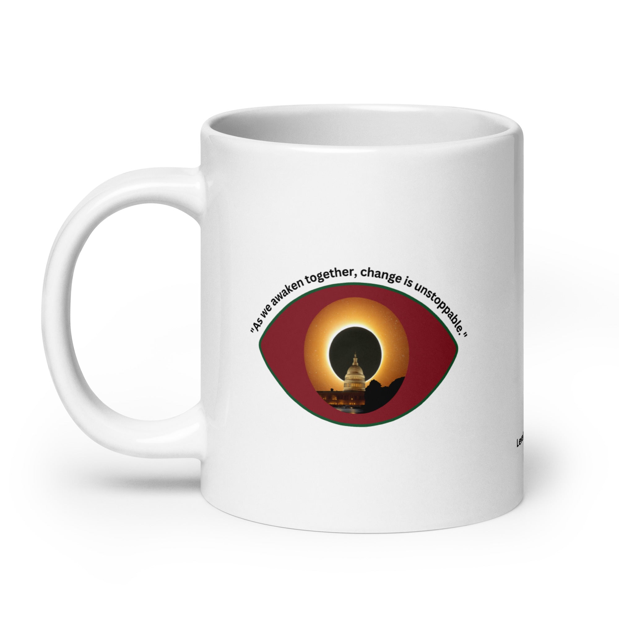 As We Awaken Together mug with eye ritual symbol Level 369 Collective.