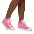 Pink women’s high-top canvas shoes with minimalist design.